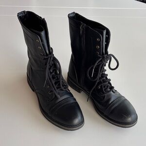 Black Lace-Up/zipper Women's Boots